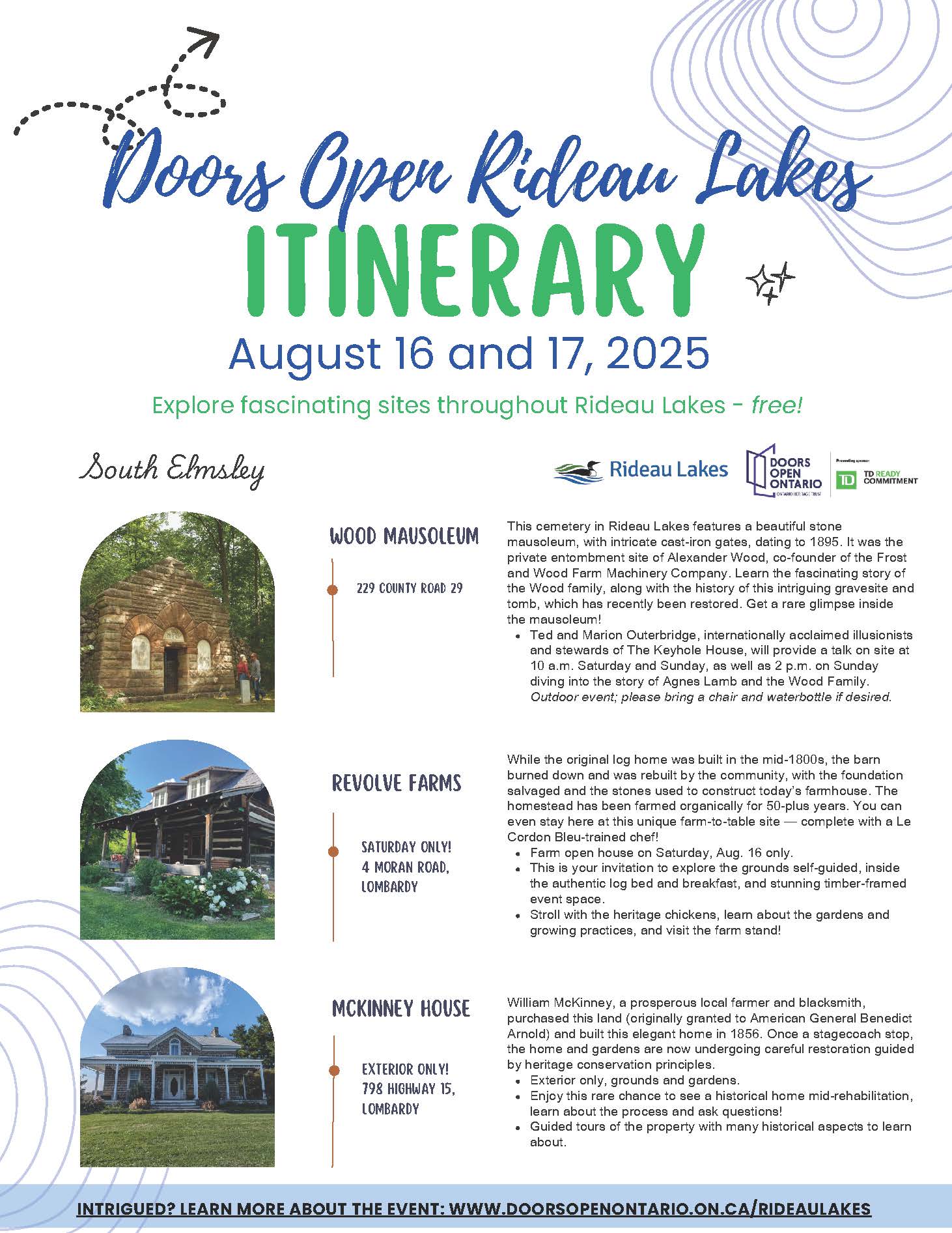 Revised.ITINERARY DOORS OPEN RIDEAU LAKES Page 1